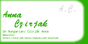 anna czirjak business card